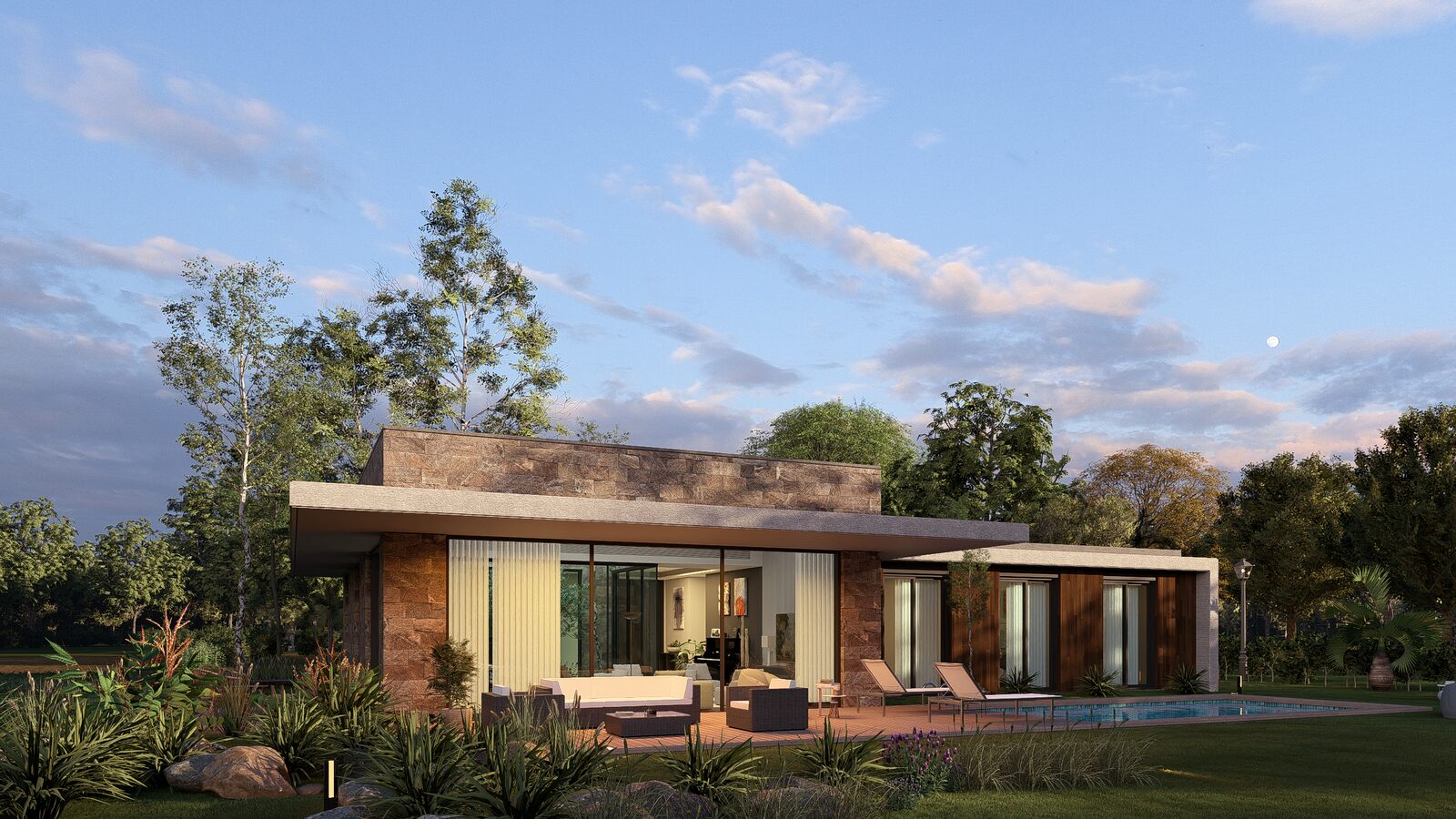 4+1 villa dış cephe görünümü